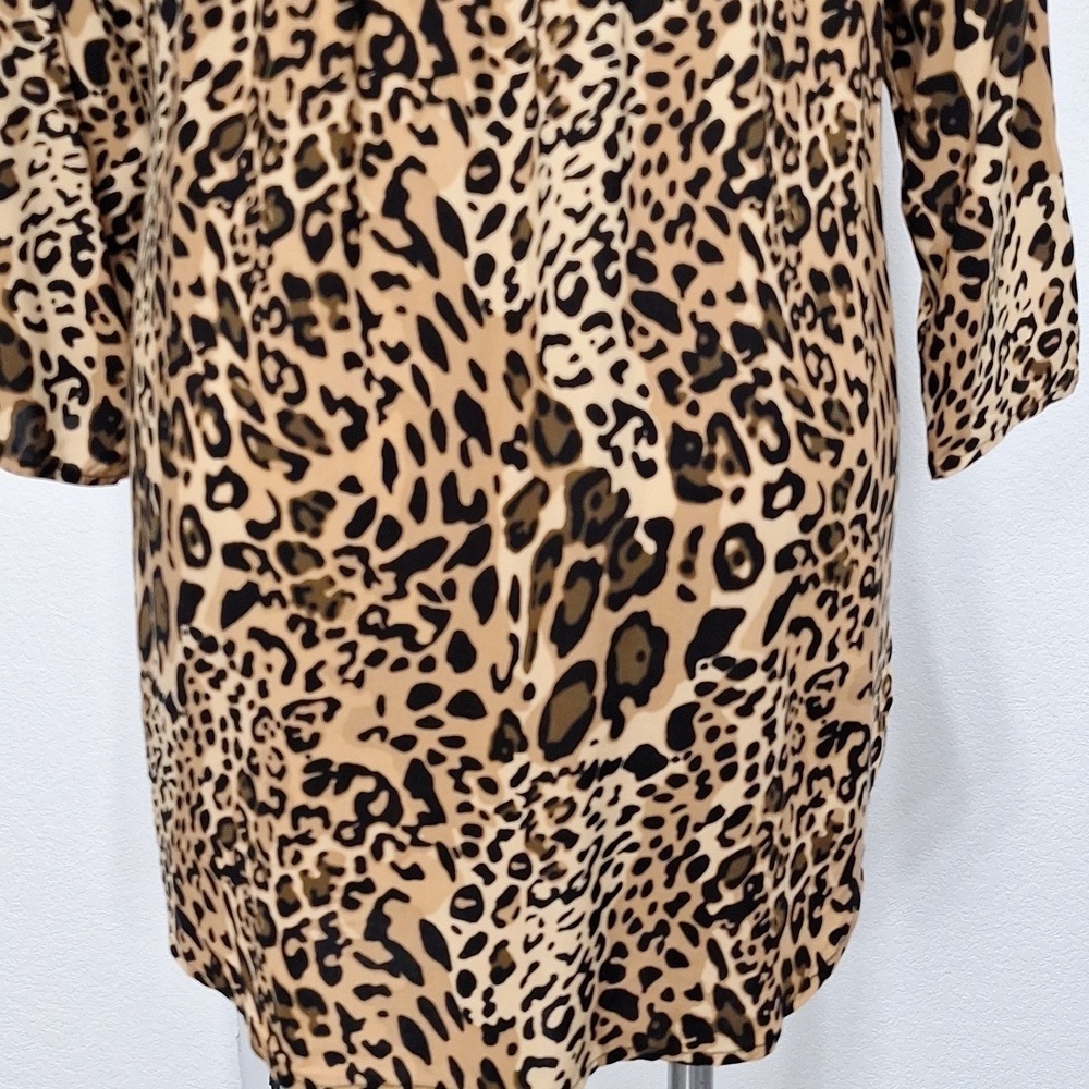 New Directions Brown Black Academia Animal Print Mobwife Relaxed Fit Blouse XL - Picture 7 of 14